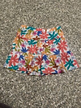 jumping beans Floral Tiered Skort in White with Coral, Teal & Yellow Flowers